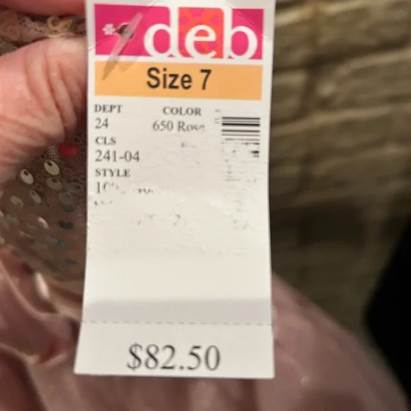 rose colored strapless dress with tulle and sequins - new with tags - size 7 - Picture 2 of 3